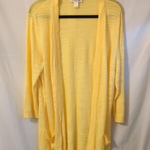Christopher & Banks Light Yellow Open-Front Cardigan